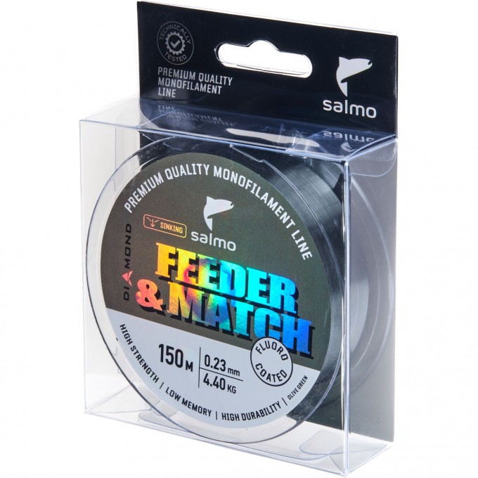 Леска монофильная SALMO DIAMOND FEEDER & MATCH FLUORO COATED Grey 150/023 4036-023