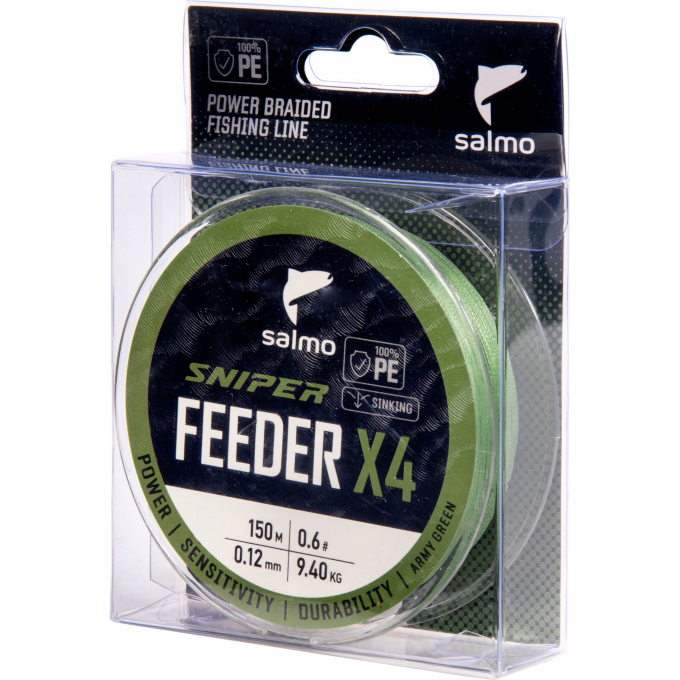 Шнур плетёный SALMO SNIPER х4 FEEDER BRAID Army Green 150/012 4933-012